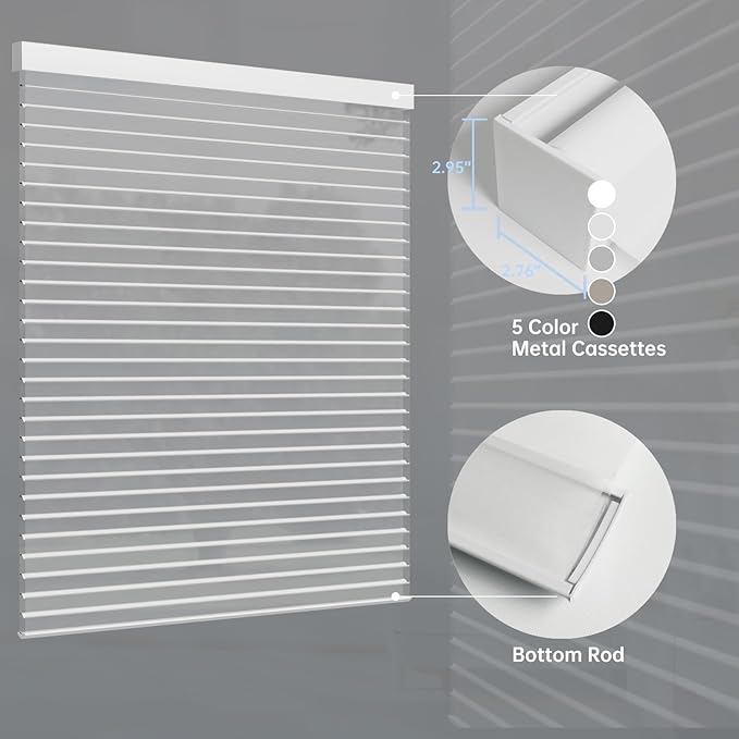 Motorized Sheer Shades with Remote, Automatic Dual-Layered Shades for Windows, Smart Light Filtering Blinds Compatible with Alexa, Custom Size (Light Filtering Drizzle Coffee)