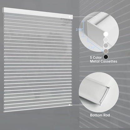 Motorized Sheer Shades with Remote, Automatic Dual-Layered Shades for Windows, Smart Light Filtering Blinds Compatible with Alexa, Custom Size (Light Filtering Drizzle Coffee)