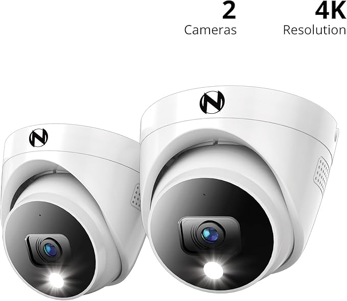 Night Owl Add On Wired 4K HD Indoor/Outdoor Deterrence Dome Cameras with 2-Way Audio (2 Pack)