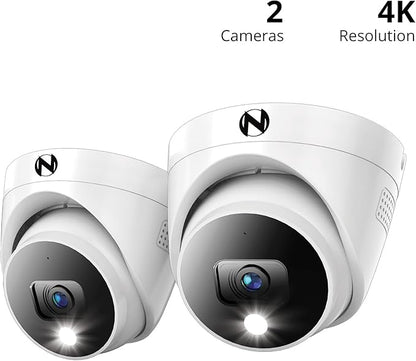 Night Owl Add On Wired 4K HD Indoor/Outdoor Deterrence Dome Cameras with 2-Way Audio (2 Pack)