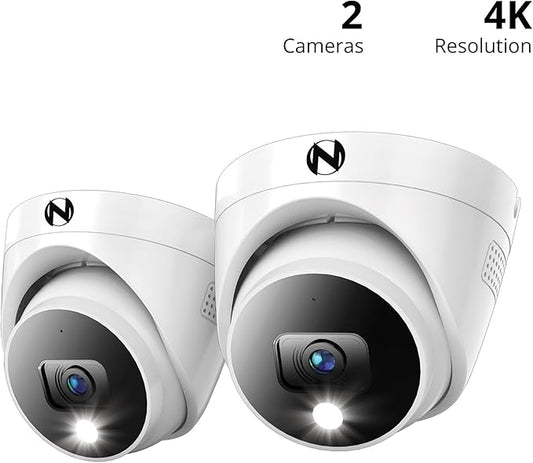 Night Owl Add On Wired 4K HD Indoor/Outdoor Deterrence Dome Cameras with 2-Way Audio (2 Pack)