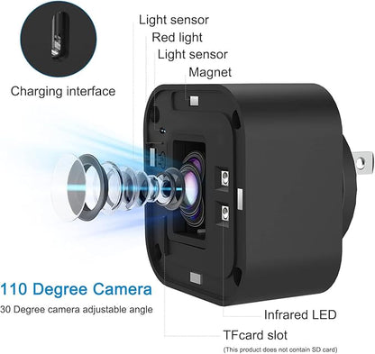 LIZVIE 1080P Nanny Spy Camera Charger Supports 2.4G WiFi, Mini Hidden Camera Charger with Motion Detection, Night Version, Nanny Cam Hidden Cameras, Small Security Camera with Motion Detection