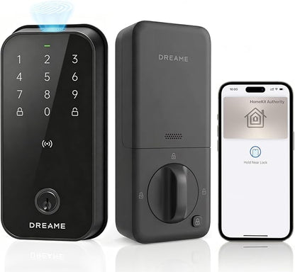 DREAME Smart Door Lock Turbo lite, Digital Smart Locks for Front Door, Apple Home Key Support, 12-Months Battery Life, AI Fingerprint, Smart Deadbolt Lock with App Control, IP54 Waterproof, Auto Lock