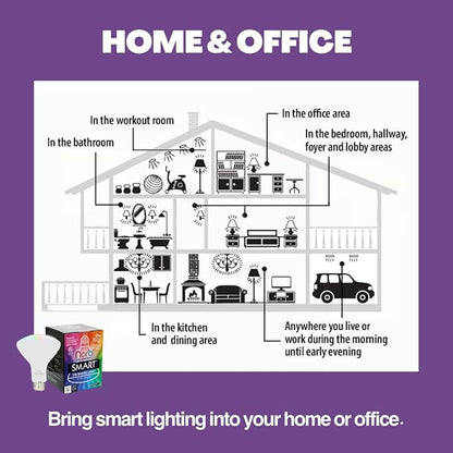 Norb SMART Light Bulb, Tunable Wellness Circadian Rhythm LED, Full Spectrum White & Color Changing, Alexa & Google Home Compatible, Dimmable, BR30, 9W, for Home Automation, WiFi, Bluetooth (2-Pack)