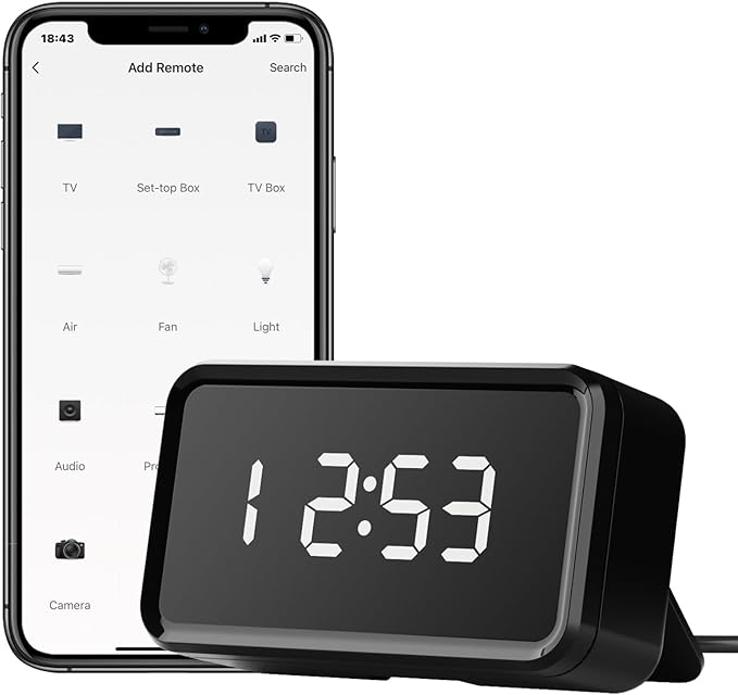 WiFi Smart IR Remote Controller with Type-C Port and Time Display, Universal Infrared Remote Controller for TV DVD AC Fan STB, Compatible with Alexa, Google Assistant, No Hub Required