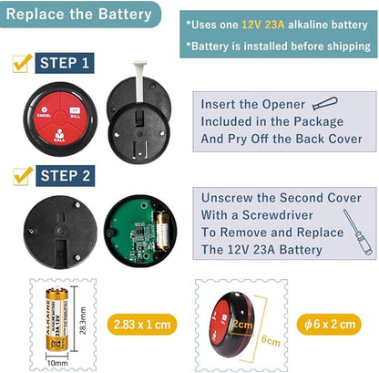 Wireless Calling System Call Waiter Pager 3 Digit Number Pagers for Restaurant Fast Food Cafe 1 Displays and 20 Table Call Button with Call/Bill/Cancel (Black-red 1+20)