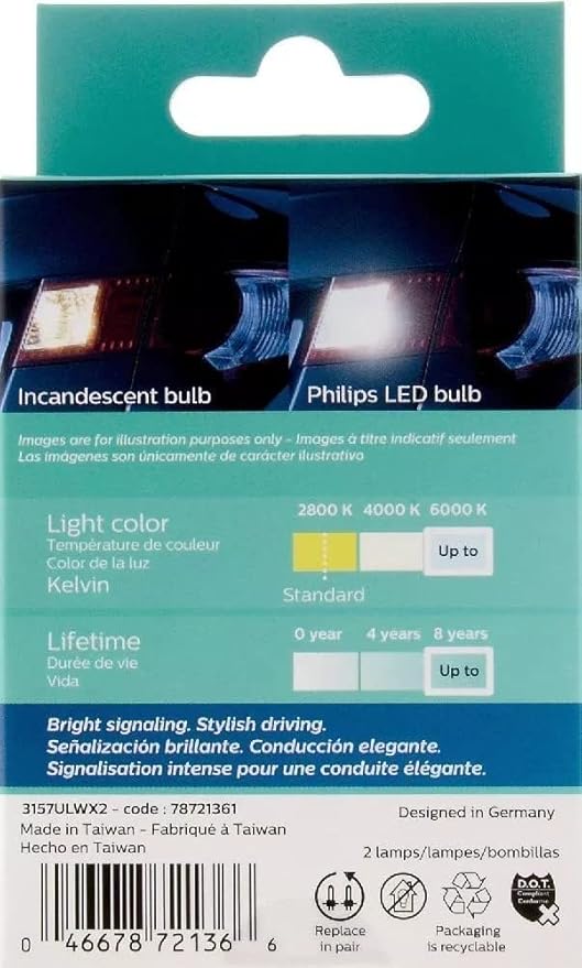 Philips Automotive Lighting 3157WLED Ultinon LED (White), 2 Pack