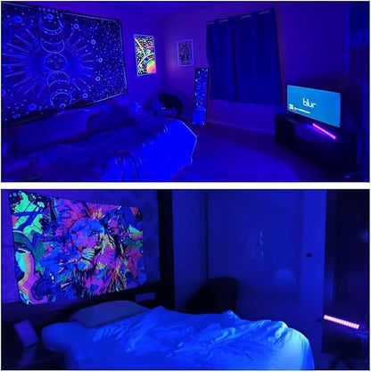 Upgraded 4 Pack 40W Blacklight Bar, IP66 Waterproof LED Black Light with Plug+Switch+6ft Cord, Each Light Up 24x24ft, for Outdoor, Glow Party, Halloween, Body Paint, Bedroom, Classroom, Stage Lighting