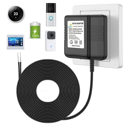 24V Doorbell Transformer Adapter for Ring Video Doorbell Compatible with Nest Honeywell Ecobee Sensis Video Doorbells Thermostats (16.4FT Black, 12.0, Watts)