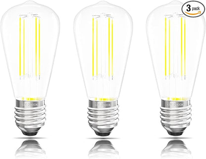 Edison Bulbs E26 Medium Base 5000K Daylight White, 750LM ST19 Vintage LED Filament Bulb Clear Glass, Equivalent 75W Dimmable Lights Bulb 90+ CRI for Chandeliers, Pendants, Wall Sconces, 3 Pack