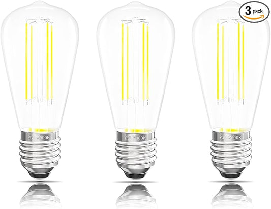 Edison Bulbs E26 Medium Base 5000K Daylight White, 750LM ST19 Vintage LED Filament Bulb Clear Glass, Equivalent 75W Dimmable Lights Bulb 90+ CRI for Chandeliers, Pendants, Wall Sconces, 3 Pack