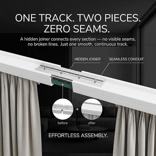 Quoya Smart Electric Curtain Track AT5810【Up to 7m (275inches)- Motorised and Adjustable】 Automated Rail Motor with App, Voice, Remote Control, Compatible with Alexa, Google and Siri