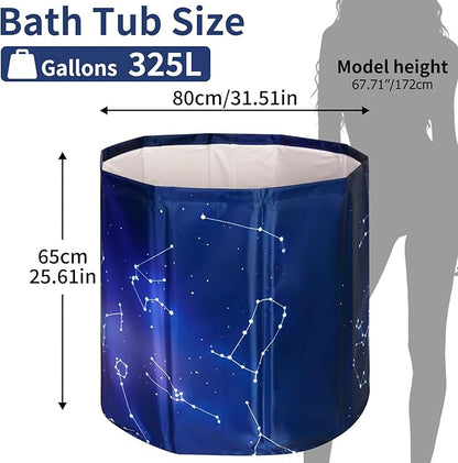 Foldable Bath Tub for Adults, Large Foldable Hot Cold Plunge Tub for Recovery, Collapsible Hot Ice PlungeTub Suitable for Home Outdoors Gyms (Planet purple 80- insulation set)