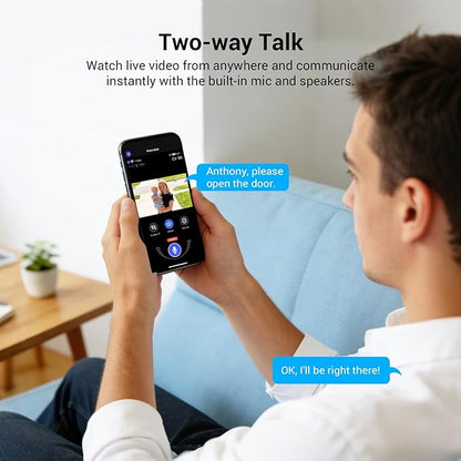 1080p Wireless Wi-Fi Video Doorbell Camera with AI Human Motion Detection, Battery Powered, 2.4G WiFi, Dog Monitor, Night Vision, 2 Way Talk, Cloud Storage (Sold Separately)