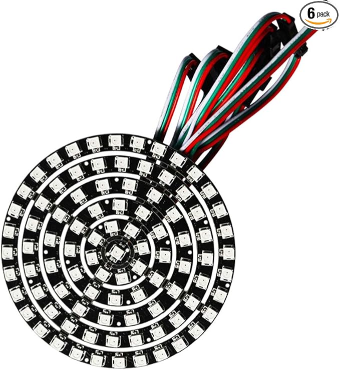93 LEDs 6 Rings WS2812B 5050 RGB LED Ring Lamp Light Individually Addressable Full Dream Color DC5V with Mini Controller
