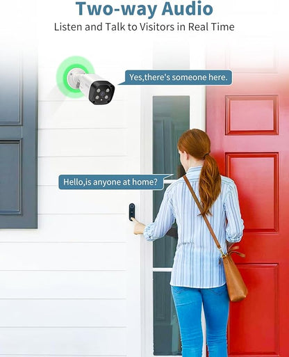 《2-Way Audio & Dual Power Mode》Outdoor Wired Security Camera System, Home Surveillance Video Equipment, POE Security Systems