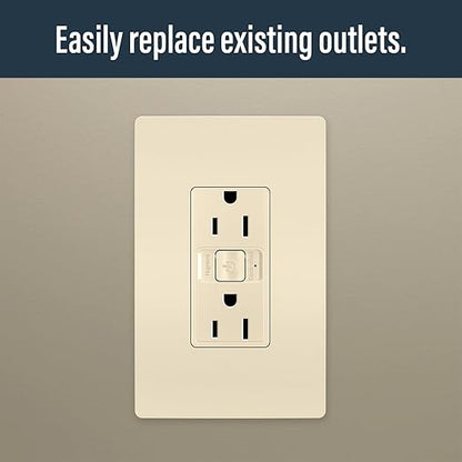 Legrand Radiant WNRR15LA 15 Amp Smart Outlet with Netatmo, Compatible with Alexa, Google Assistant & Apple HomeKit, 15A, Light Almond (1 Count)
