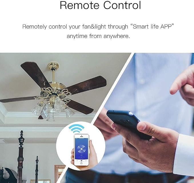 MOES WiFi Smart Ceiling Fan Light Wall Switch, Smart Life/Tuya APP Remote Timer and Counterdown, Compatible with Alexa and Google Home, No Hub Required, Neutral Wire Required,White
