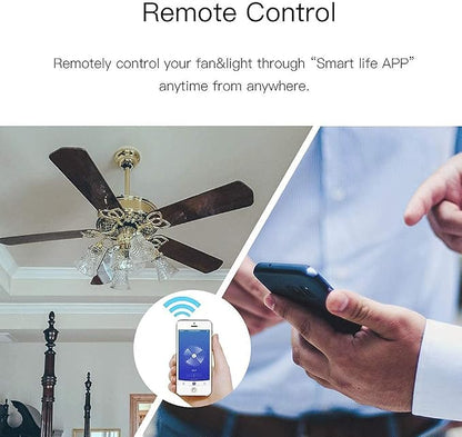 MOES WiFi Smart Ceiling Fan Light Wall Switch, Smart Life/Tuya APP Remote Timer and Counterdown, Compatible with Alexa and Google Home, No Hub Required, Neutral Wire Required,White
