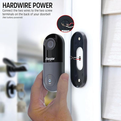 Energizer Connect Smart 1080p Security Video Doorbell Wired & Chime, Requires Existing Doorbell Wires, 2-Way audio, Cloud Storage, Remote Access, Voice control works with Alexa & Google Assistant