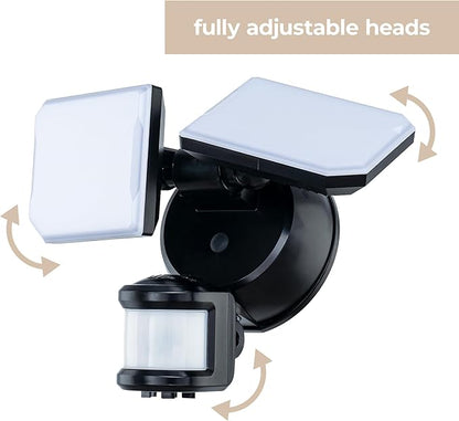 Guardian Flood and Security Wall Light with 2 Lights 2,250 Lumens 20 Watts and Programmable Motion and Photo Sensor in Black