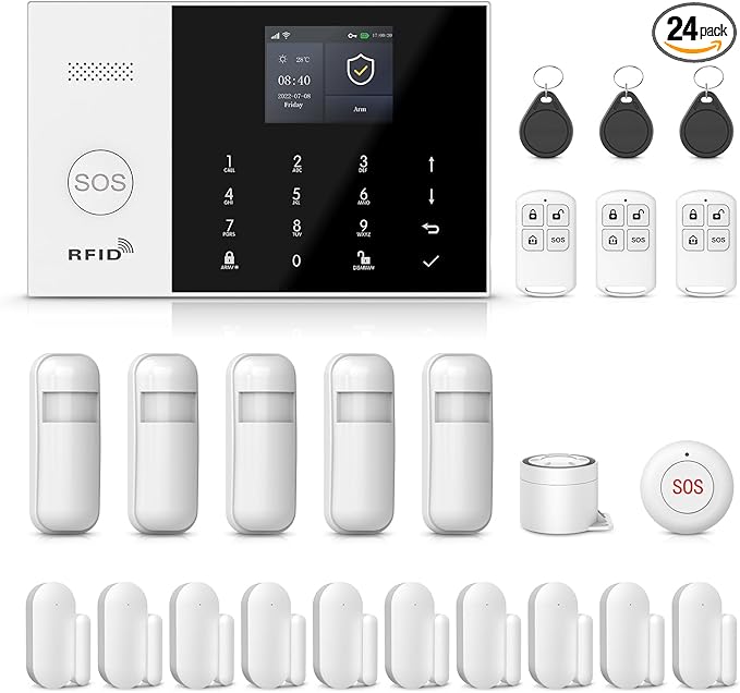 PGST Wireless Alarm System,WiFi/GSM 4G Home Security Systems with DIY Door Sensors,Motion Sensors,Phone Tuya APP Instant Alerts,Work with Alexa/Google for Apartment,Villa,No Monthly Fee