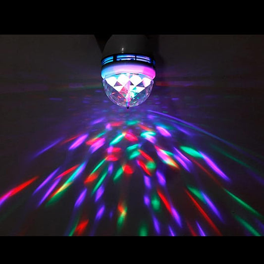 Luqeeg E27 Disco Light Bulb, Color Changing Light Bulb, Rotating RGB Party Light Lamp, LED Strobe Bulb Strobe Light, Crystal Disco Bulb for Disco, Birthday, Party, Bar, Karokee,