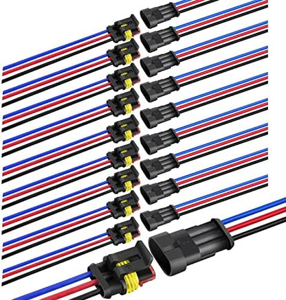 Nilight 10 Pack 3Pin Electrical Wire Connectors Male and Female Plug Socket | Quick Disconnect Waterproof Harness Terminals for Automotive Cars Trucks Motorcycles Scooters