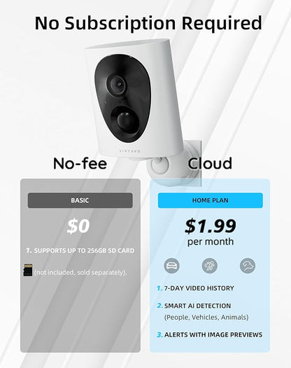 virtavo VistaFlask 2K Security Cameras Wireless Outdoor, Battery Powered, AI Motion Detection, for Home Security, Starlight Lens for Colorful Night Vision, 2-Way Audio, Cloud/SD Storage 4pack