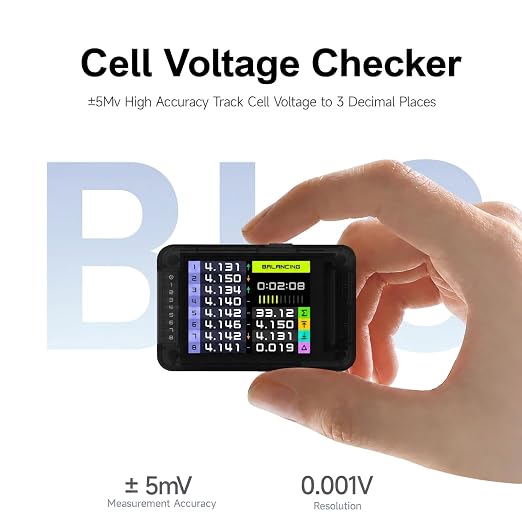ISDT Lipo Active Balancer with Voltage Display for 2s to 8s RC Batteries, 3A Fast Balancing, Smart Battery Checker Tester Monitor for Lifepo4 Lithium LiPo - BL8