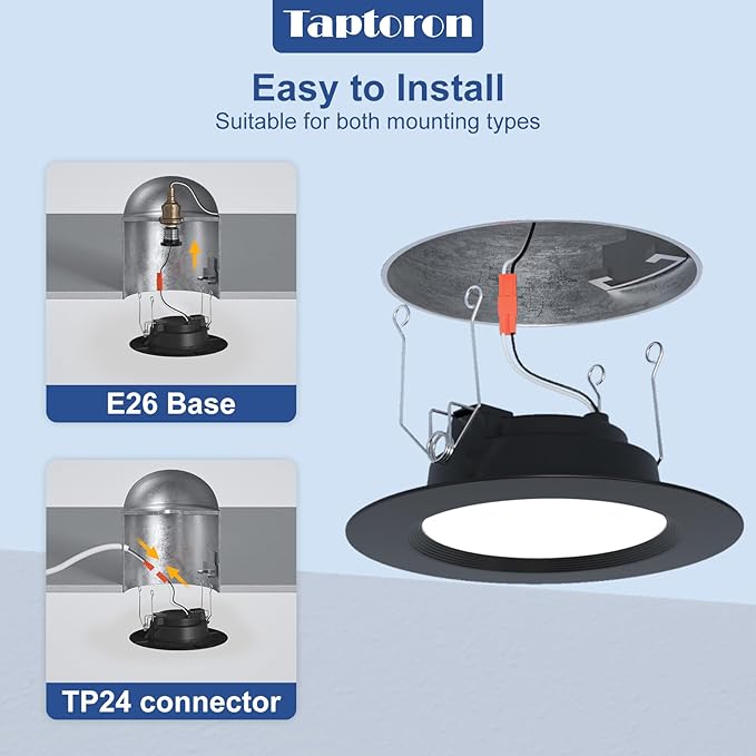 Recessed Lighting 5/6 Inch Color Changing LED Black Can Lights for Ceiling 13W 1050LM Retrofit Recessed Lights with Baffle Trim RGBCW Downlight Dimmable by Remote Control, Memory, Delayed Off, 12 Pack