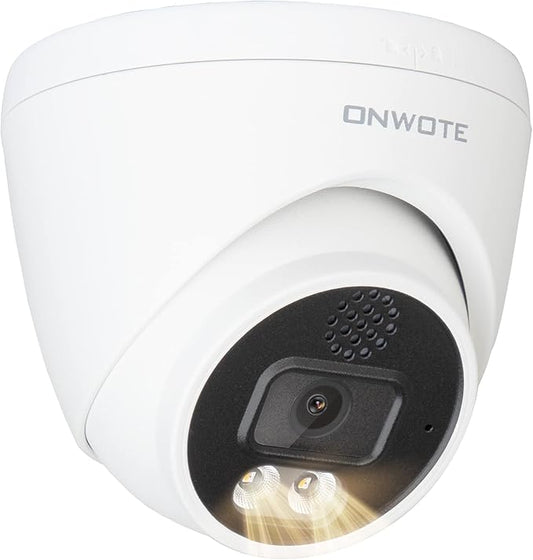 ONWOTE 2 Way Audio 4K 8MP PoE IP Camera, AI Human Vehicle Detection Activate Bright Spotlight, 125° Wide File of View, Indoor/Outdoor, Commercial Wired Camera for Business, Add-on to PoE NVR System