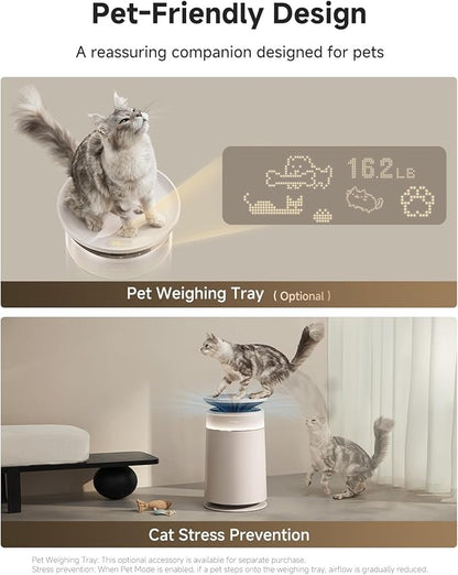 ‌Dreame HEPA Air Purifier with Self-Cleaning Pet Hair, Suck Up Floating Cat Dog Hair Dander for Home Large Room, 4 Filters Smart Air Cleaner for Pet Odor Purification, APP & Voice Control, FP10-Beige