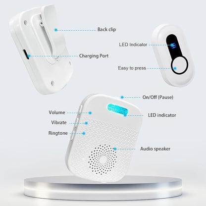 SanJie Wireless Caregiver Pager Call Bell for Patients at Home 328Ft Range Call Button for Elderly Life Alert Systems for Seniors (2 Rechargeable & Portable Receiver,3 Emergency Button)