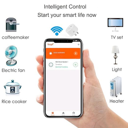 Tuya WiFi Smart Plug Works with Alexa Google Assistant IFTTT for Voice Control Mini Smart Outlet Plug with Timer Function,No Hub Required,Only 2.4GHz Wi-Fi,FCC/Rohs Listed Socket(2 Pack)