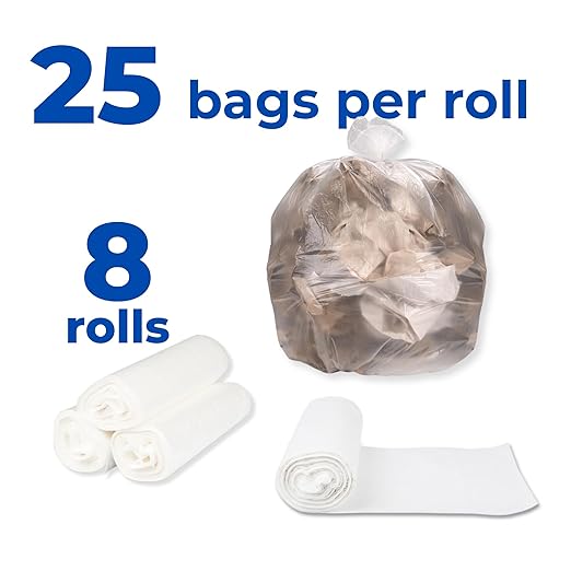 Inteplast Group S386012N 60 Gallon Capacity, 60" Length x 38" Width x 12 Mic Thickness, Natural Color, HDPE Commercial Coreless Institutional Trash Can Liner (Case of 8 Roll, 25 Bags per Roll)