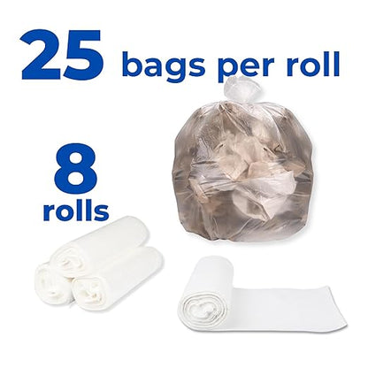 Inteplast Group S434816N 48" Length x 43" Width x 16 Mic Thickness, Natural Color, HDPE Commercial Coreless Institutional Trash Can Liner (Case of 8 Roll, 25 Bags per Roll)