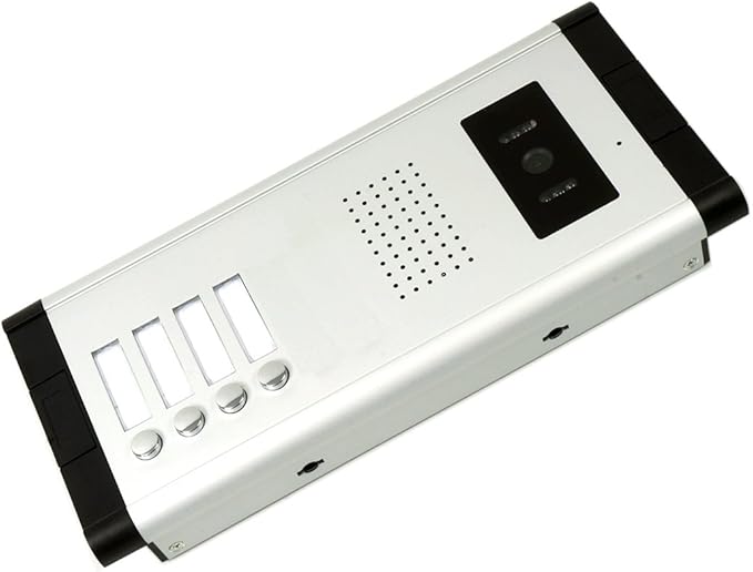 Apartment Video Intercom System, 4 Household Video Doorbell Kits, Wired 7 Inches Monitor, IR Outdoor Camera Support Monitoring, ID Unlock, 2 Way Intercom, 1- Camera and 4-Screen