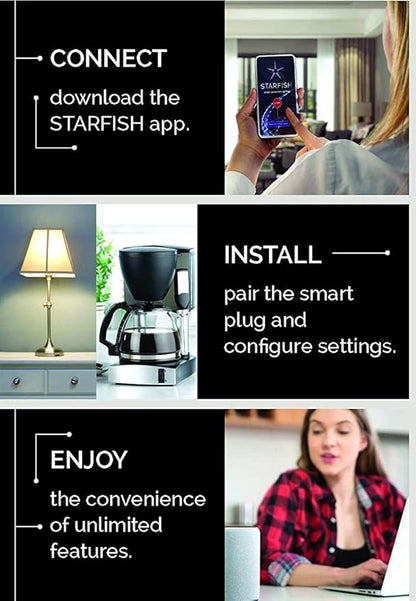 Satco S11266 Starfish On/Off WiFi Smart Plug Outlet, Works with Siri, Alexa, Google Assistant, SmartThings, White