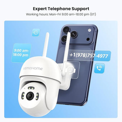 2.5K Outdoor Security Camera,Plug-in 360 PTZ Camera,24/7 Non-Stop Surveillance,Security Camera for Home AI Motion Detection,Full Color Night Vision,2-Way Audio,Cloud/SD Storage,Compatible with Alexa