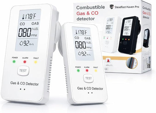 2026 New Steadfast Haven Pro Detector,4-in-1 Plug in Detector with HD Digital Display, for Home, Kitchens, Hotel (2Pcs*White)