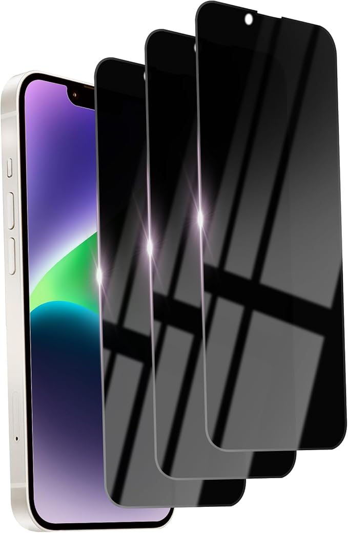 3 Pack Privacy Screen Protector for iPhone 14/16E/13/13 Pro Tempered Glass 6.1inch Private Saver Anti-Spy Eye Protection Anti-Scratch Full Coverage