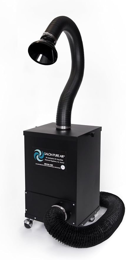 Extract-All Salon Pure Air 3 Ventilation System 350 CFM – Source Capture Exhaust for Nail Salon, Tattoo, Spa & Esthetician Workstations (SPA3, Black)