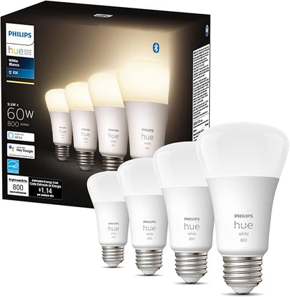 Philips Hue White Smart LED Bulbs (4-Pack) and Hue Bridge