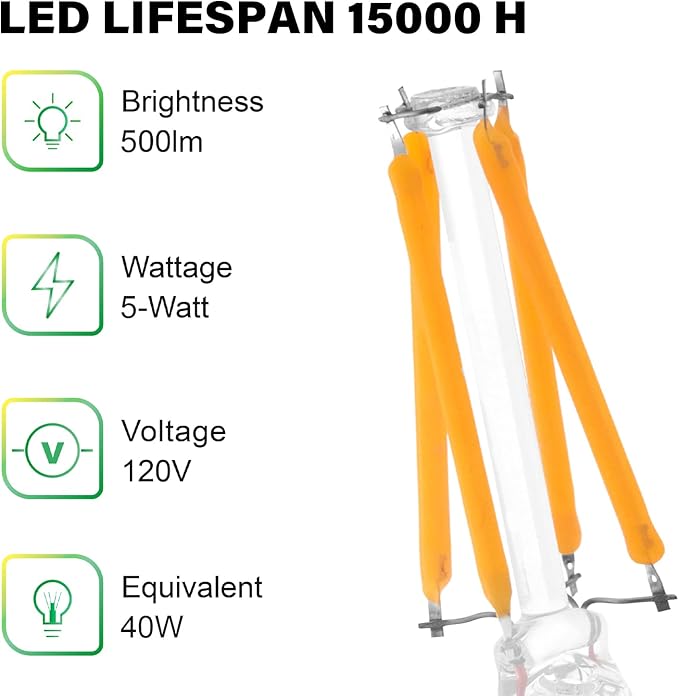 LED Appliance Bulb, 40W Equivalent, Range Hood Light Bulbs, Soft White 2700K, 5W 500 Lumens, Non-Dimmable, E26 Base, Refrigerator Light Bulb, A15 Frosted, Pack of 2, Freezer Fridge Light Bulb