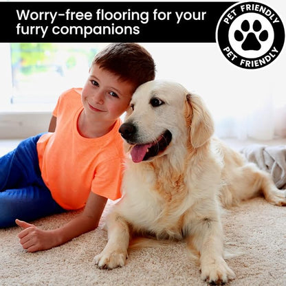Smart Squares Easy Street Premium Plush Carpet Tiles, Made in USA – 18x18 Peel and Stick Floor Tiles with Attached Padding – Seamless DIY Carpet Squares (22.5 Sq Ft, Pack of 10, 720 Oxford)