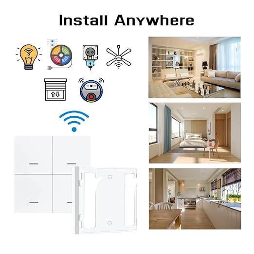 Wireless Tuya & Zigbee Compatible 4-Gang Scene Switch – Smarthome & Home Assistant Ready, Battery Powered with 12 Scene Options – Zigbee or Tuya Hub Required