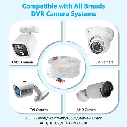 OOSSXX Video Power Cable BNC Extension All-in-One Cables for CCTV Security Cameras, Outdoor Wired Surveillance Camera DVR System