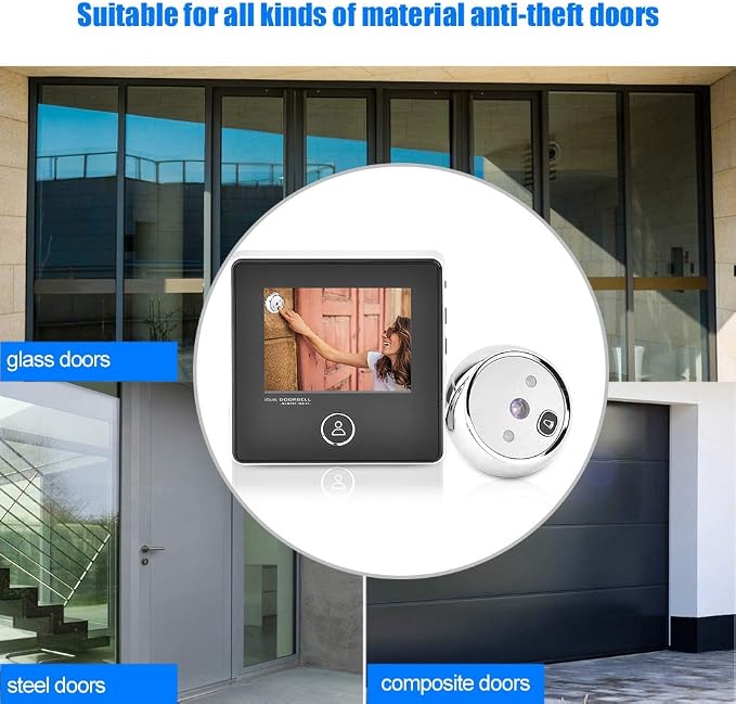Sonew Digital Door Viewer, 3 inches TFT LCD Screen HD Smart Peephole Visual Doorbell with 1MP IR Night Vision Camera, Easy to Use, for Home Security (2)