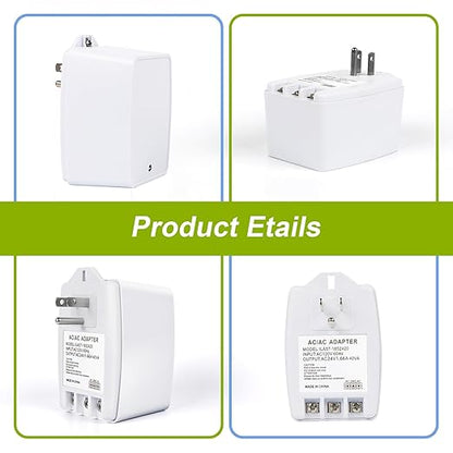 24V 40VA Transformer, Doorbell Transformer Plug in Compatible with Nest, Ecobee, Sensi, Honeywell All Versions of Ring Doorbell Thermostat (Wireless White, 40.0, Watts)